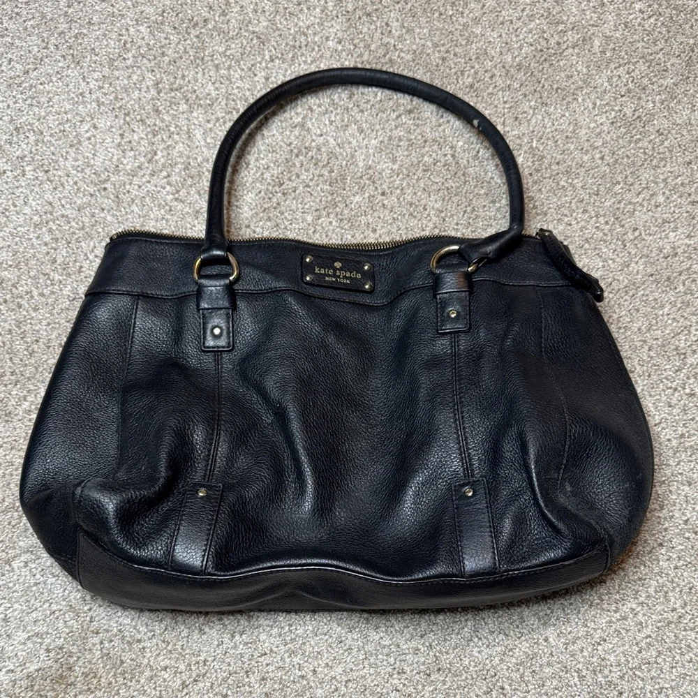 Kate Spade Berkshire Road Teegan Black Pebbled Leather Satchel Tote Bag